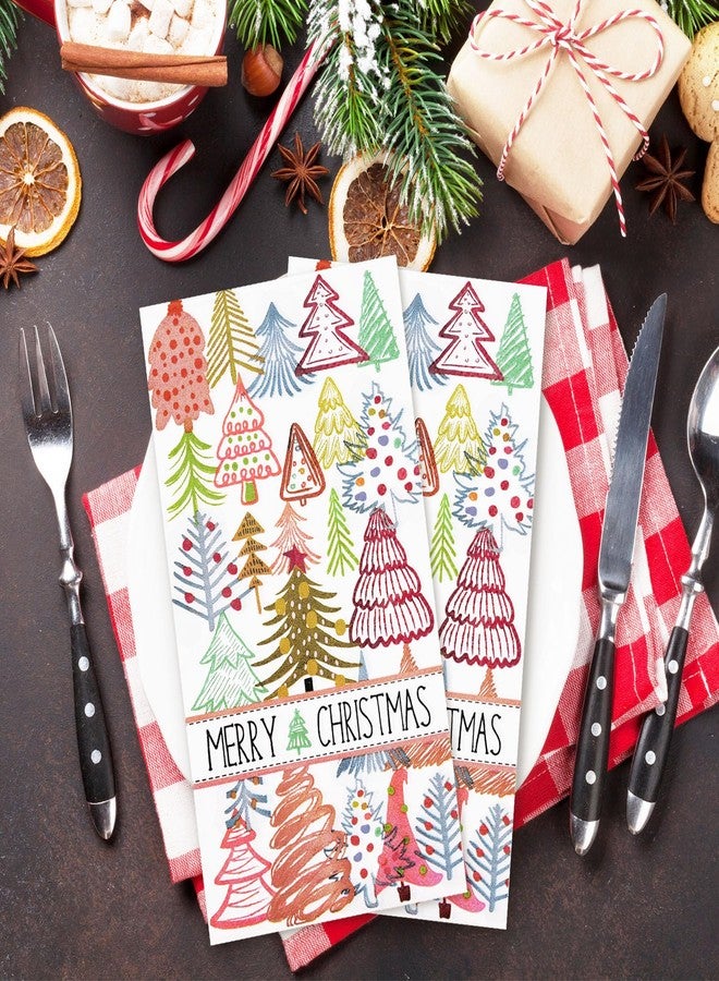 وولاين مجموعة مناديل ضيوف عيد الميلاد من والين، 100 قطعة، مناديل ورقية ملونة للاستخدام مرة واحدة بتصميم شجرة عيد الميلاد، مثالية لفصل الشتاء، مناشف يد أنيقة للمنزل والمطبخ والمطاعم. - Image 4